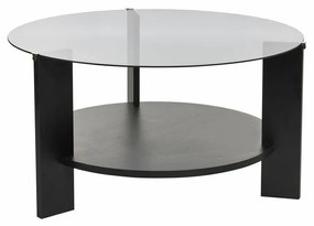 Măsuță de cafea Clara Wood Black cu sticlăfumurie
