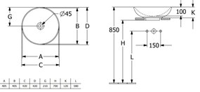 Villeroy & Boch 4A460001 - Lavoar LOOP&FRIENDS pentru blat Ø 42 cm, ceramică/alb
