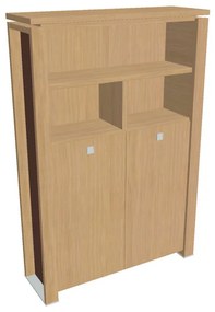 Dulap înalt pentru haine Verno+ S 140 x 46 x 210 cm, cu rafturi, stejar deschis / maro