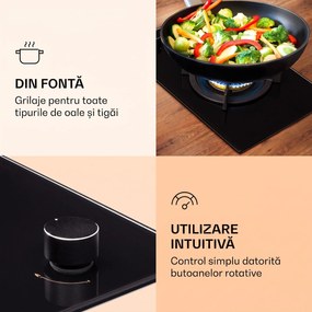 Klarstein Goldflame plită pe gaz 1 arzător wok, sticlă ceramică