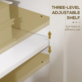 HOMCOM Credență de Bucătărie cu 3 Uși, Mobilier Modern de Bucătărie cu Raft Reglabil, Credență Tip Bufet pentru Sufragerie, Sala de Mese și Salon, 120x40x70 cm, Alb și Culoare Lemn | Aosom Romania