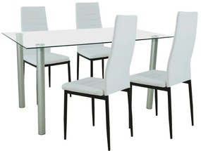 Set de masă Verna 4+1 alb-negru