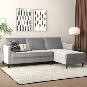 Colțar gri deschis cu tapițerie din catifea Presley – Støraa