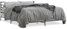 3280055 vidaXL Cadru de pat, gri sonoma, 160x200 cm, lemn prelucrat și metal