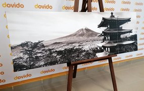 Tablou monument Pagoda Chureito în design alb-negru
