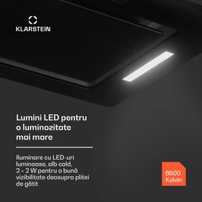 Klarstein Hektor Eco, hotă, 72 cm, 466 m³/h, control tactil, sticlă