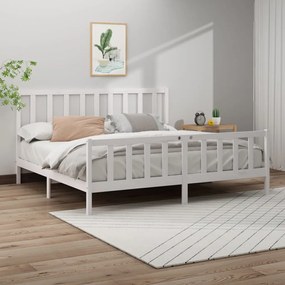 3106724 vidaXL Cadru de pat, alb, 200x200 cm, lemn masiv de pin