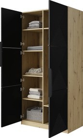 Dulap Asha 100 cm și mânere metalice - artisan / negru mat / mânere negre