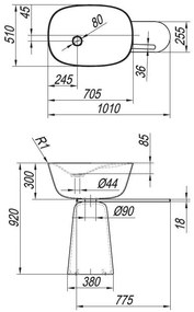Chiuveta baie cu picior, albastru Kolpa San Milo Set 101x51xH92 cm