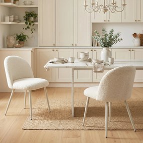 HOMCOM Scaune dining, scaune bucătărie, moi tapițate cu Chenille, 50,5 x 57,5 x 78,5 cm, crem | Aosom Romania