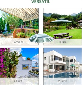 Outsunny Umbrelă de Plajă cu Acoperiș Înclinabil la 45°, Ø1.8x2 m, Verde și Alb | Aosom Romania