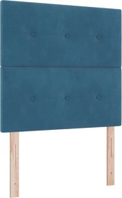 vidaXL Pat cu arc LED cu saltea Albastru închis 90 x 190 cm Catifea