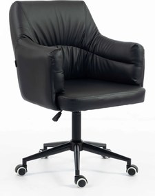 HR840K Scaun Negru Piele Ecologica cu Bază Neagră