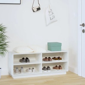 Pantofar, alb, 110x34x45 cm, lemn masiv de pin Alb, 1, Alb, 1