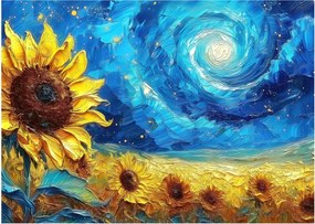 Tablou pe sticlă - Pictura floarea-soarelui (70x50 cm)