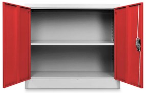 Dulap metalic universal jos 90 x 40 x 80 cm, încuietoare cilindrică, roșu - ral 3000