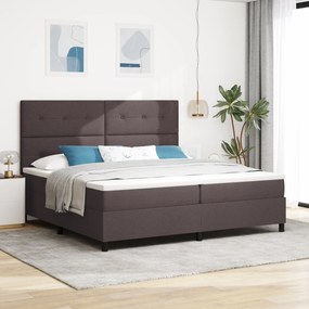 vidaXL Pat cu arcuri și saltea LED - Maro închis, 200 x 200 cm