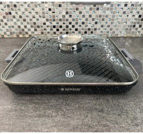 Tava marmorata grill cu capac, 34 CM, patrata, Herzog HR 5233