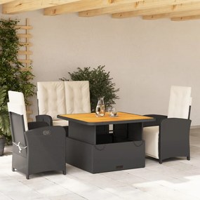 3277321 vidaXL Set mobilier de grădină cu perne, 4 piese, negru, poliratan