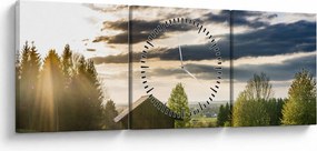 Tablou cabana în pădure (cu ceas) (90x30 cm)