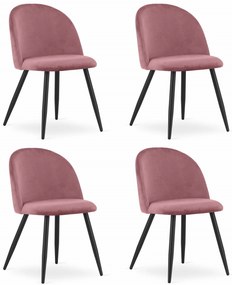 Set 4 Scaune Bucatarie/Dining Capri Catifea Roz