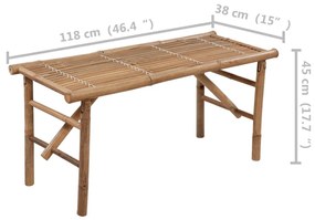 Banca de gradina pliabila cu perna, 118 cm, bambus 1, Bej, 120 x 50 x 4 cm, 1