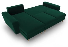 Colțar verde extensibil, cu spațiu de depozitare cu tapițerie din catifea Kyoto – Cosmopolitan Design