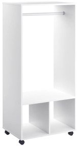 HOMCOM Cuier cu Bară din Aluminiu și 2 Rafturi Deschise, 60x40x128 cm, Alb | Aosom Romania