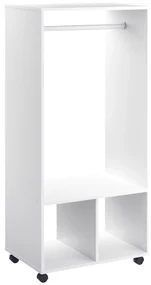 HOMCOM Cuier cu Bară din Aluminiu și 2 Rafturi Deschise, 60x40x128 cm, Alb | Aosom Romania