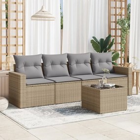 vidaXL Set canapele de grădină cu perne, 5 piese, bej, poliratan