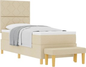 vidaXL Pat cu arcuri cu saltea cu headboard Crem 80 x 200 cm țesătură
