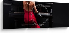 Tablou - Femeia cântând la pian (cu ceas) (90x30 cm)