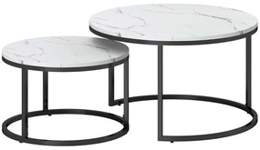 HOMCOM Set de 2 mese de cafea gigogne, stivuite, design industrial, picioare din metal, alb | Aosom Romania