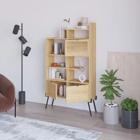 Bibliotecă în culoare naturală cu aspect de lemn de stejar 95x170 cm Ecrin – Marckeric