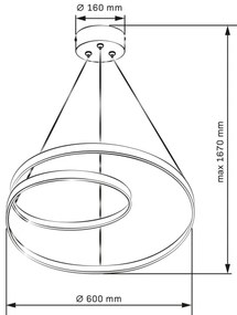 Lustră LED pe cablu ZEFIRA LED/52W/230V 4000K d. 60 cm antracit