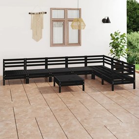 3083023 vidaXL Set mobilier de grădină, 8 piese, negru, lemn masiv de pin
