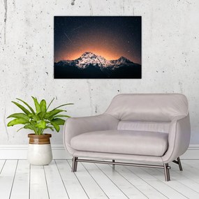 Tablou pe sticlă cu cerul nocturn și munți (70x50 cm)