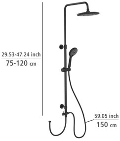 WENKO 25311100 - Set de duș WATERSAVING SYSTEM, 120 cm, negru