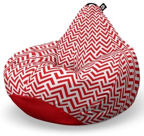 Fotoliu Puf Bean Bag tip Para L, Model Rosu si Alb