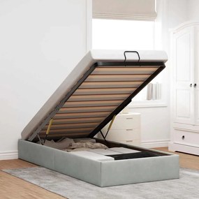 vidaXL Cadru de pat otoman fără saltea Gri deschis 90x200 cm catifea