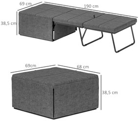 HOMCOM Pat pliant, cu saltea și husă de protecție, 190 x 69 x 38,5 cm, Gri | Aosom Romania