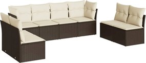 vidaXL Set canapele de grădină cu perne, 8 piese, maro, poliratan