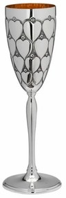 Pahar argint masiv AG925 placat cu aur Cuori cu picior