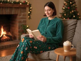 Pijama Cocolino microplus SNOWMAN AND GINGERBREAD verde - diverse marimi Marime: M