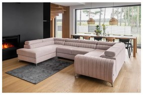 Colțar roz extensibil/cu spațiu de depozitare (cu colț pe partea stângă/în formă de "U") Louis – ELTAP