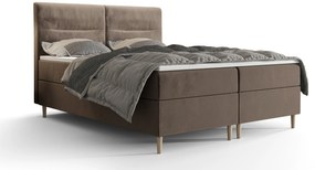 Pat matrimonial Boxspring 140 cm Saruta (maro) ( cu saltea și sp. depozitare). 1047356