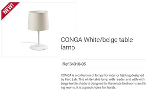 Veioza / Lampa de masa moderna design elegant CONGA alb/bej 64310-05