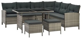 Set Lounge Polyrattan, accente gri Manacor cu perne gri