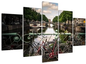 Tablou cu bicicleta în oraș (150x105 cm)