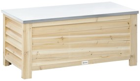 Outsunny Coș de grădină din lemn și capac din metal galvanizat 155L cu pistoane 110 x 50 x 50 cm | Aosom Romania